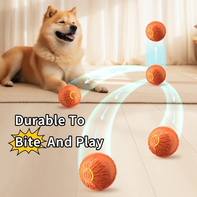 Electric automatic jumping ball dog toy in blue with luminous effect for indoor and outdoor pet play