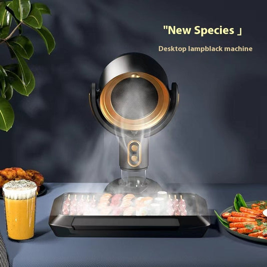 Portable desktop range hood with anion air purification smoke removal and deodorising in black gold and black purple