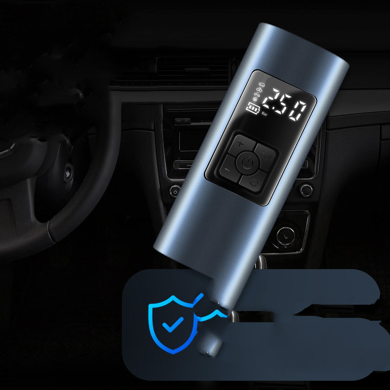 Wireless portable 150PSI electric car air pump with digital display auto shut-off and built-in LED light for tyre inflation