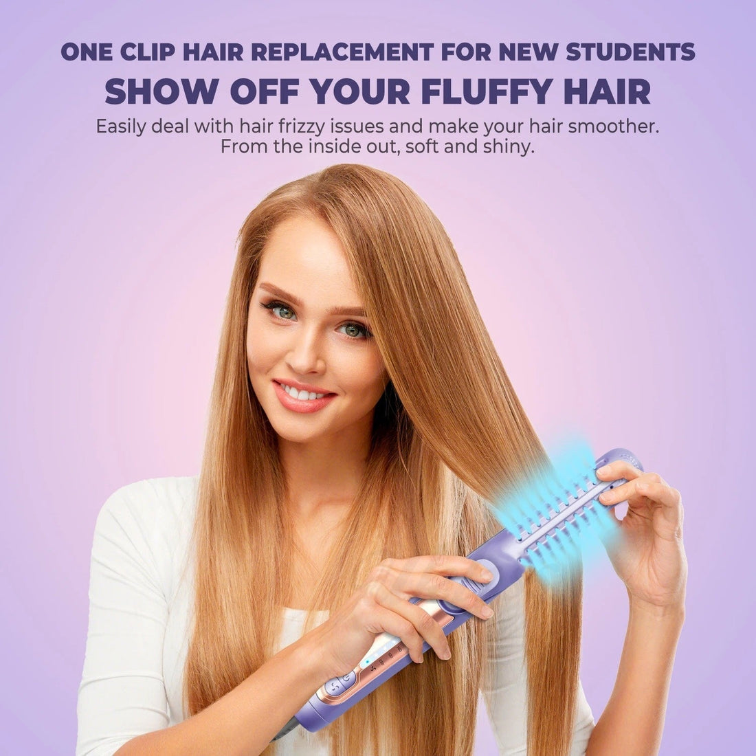 44W electric hair straightener and curler with cold air function in lavender design available in EU and US plug options
