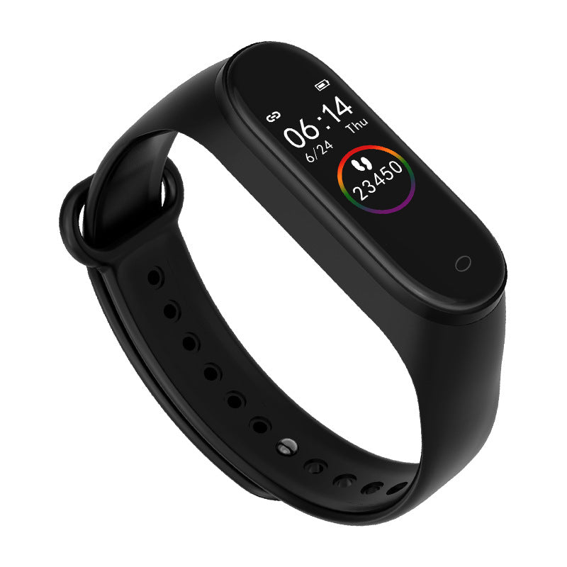 Smart fitness tracker bracelet with heart rate blood pressure blood oxygen step counter calorie tracker sleep analysis waterproof 0.42 inch colour touch screen in black blue and red