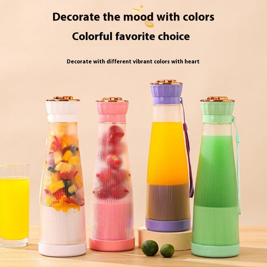 Portable electric juicer blender 400ml USB rechargeable 1200mAh ABS PC construction in light green pink violet and white