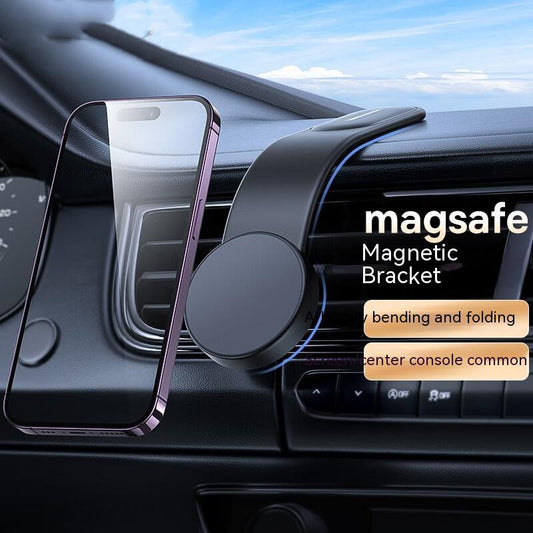 Magnetic bendable car phone holder with 15W wireless charging and memory titanium alloy arm in black and red