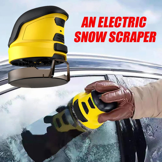 Cordless electric ice scraper with 3000mAh battery and scratch-free ABS head for car windshield de-icing in black and yellow