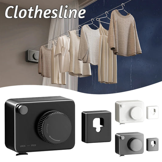 Retractable wall-mounted clothesline 4.2m to 4.8m in ABS stainless steel rust-proof waterproof in gun gray white and black