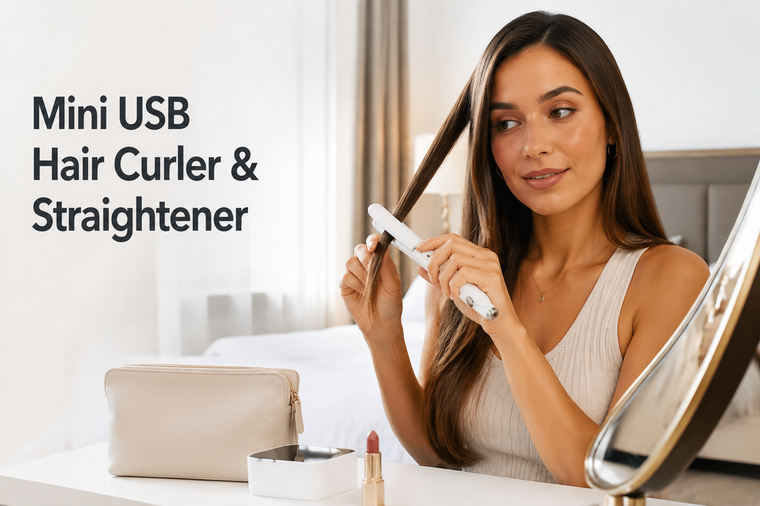 Mini USB Hair Curler and Straightener: One Tool, Four Styles