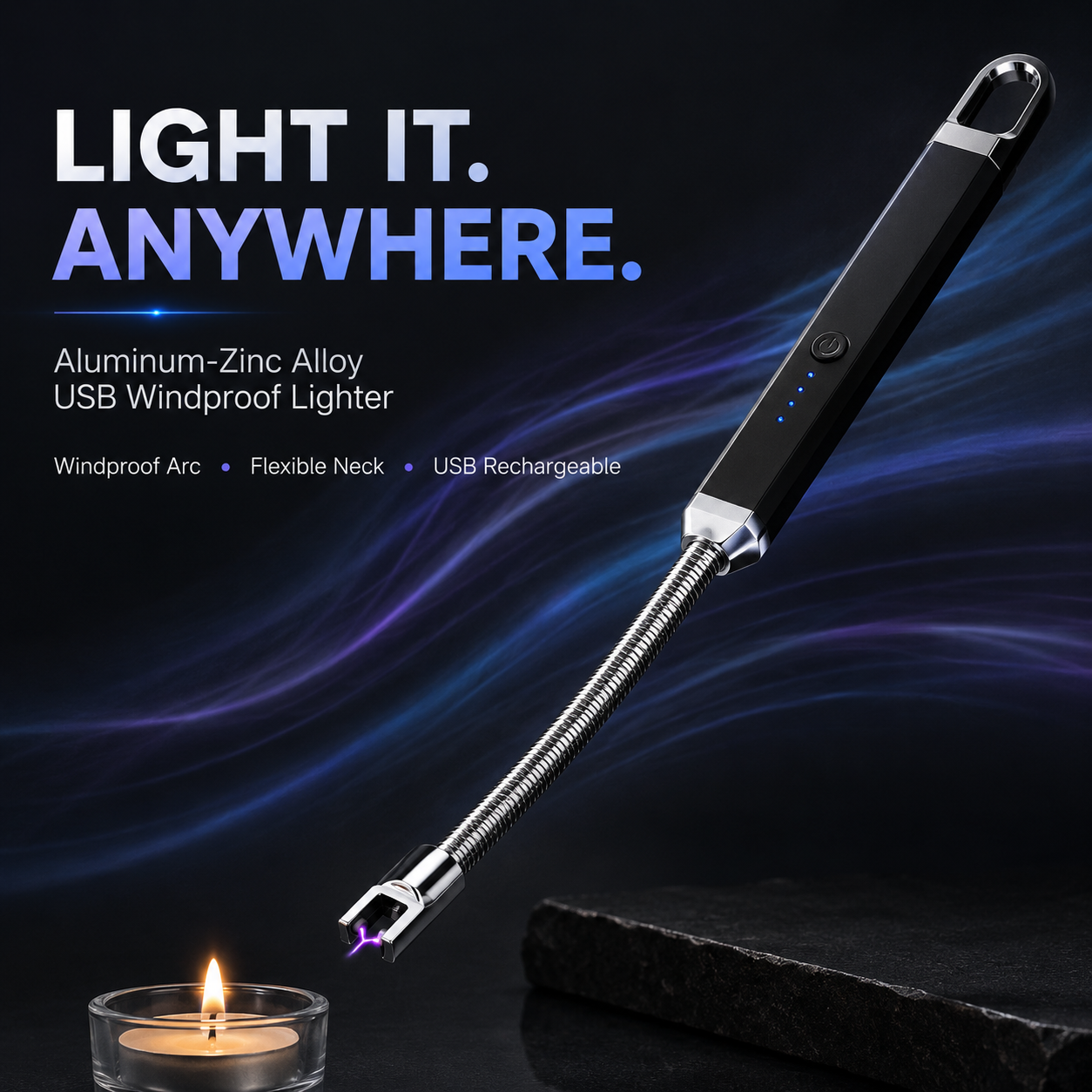 USB Rechargeable Windproof Aluminum-Zinc Alloy Lighter